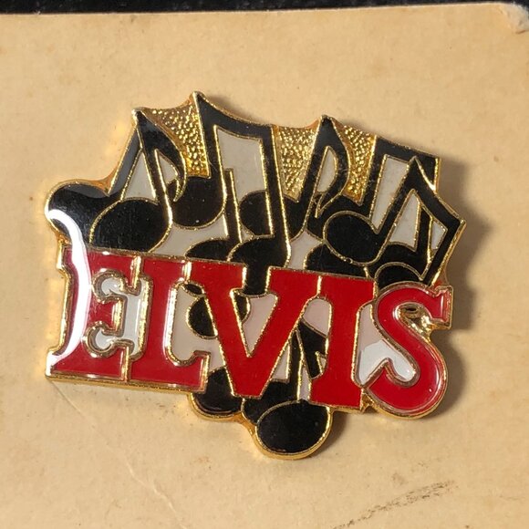 Set of 2 Vintage Elvis Presley Lapel Hat Tie Pin Enamel - Picture 4 of 5